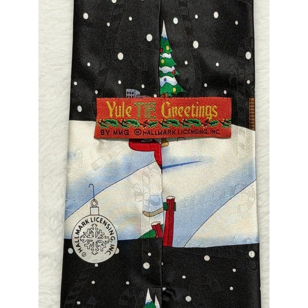 Yule Tie Greetings Santa With Brief Case & Cell Phone Silk Tie by Hallmark - Picture 5 of 8